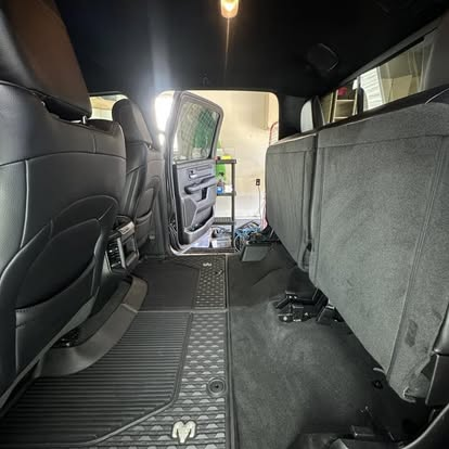 Truck floor before and after full interior detail, after